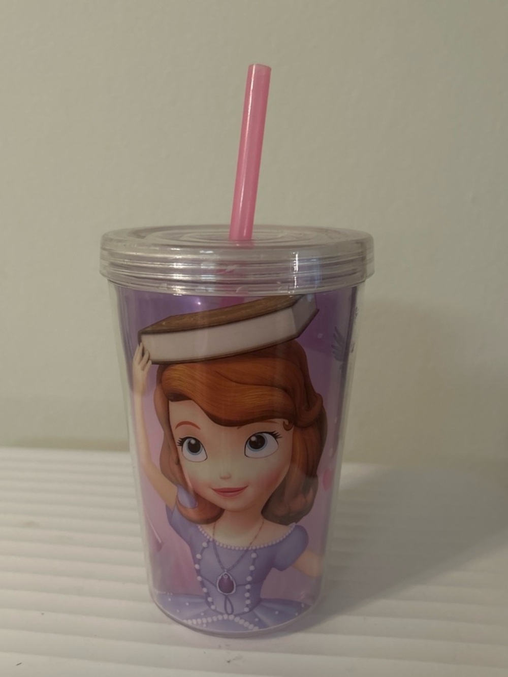 Purple Kids Character Tumbler with Pink Straw